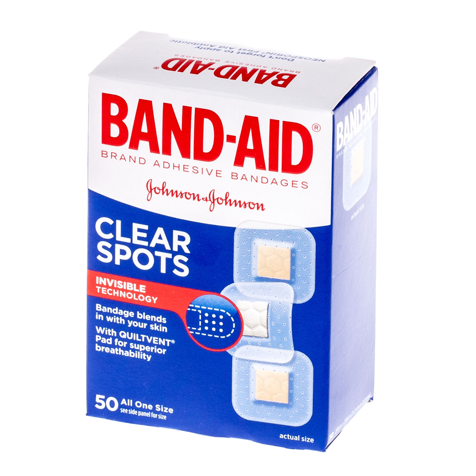 BandAid Clear Spots Invisible Adhesive Bandages Box of 50 First Aid